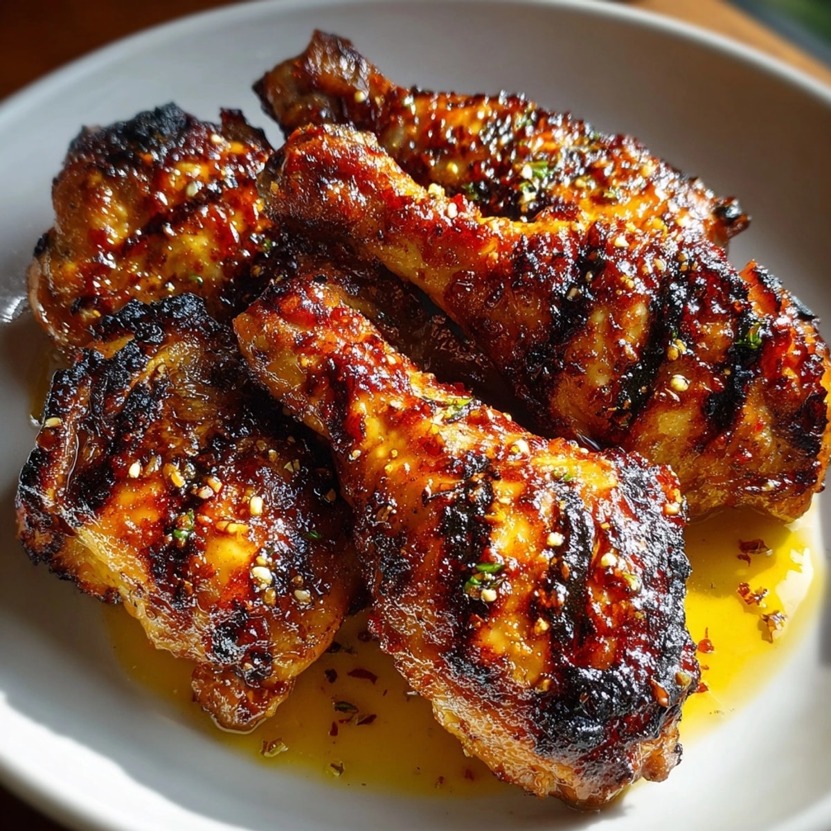 Juicy Citrus BBQ Chicken grilling over open flames, brushed with tangy orange-lemon marinade.