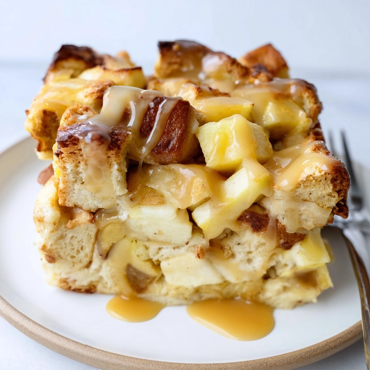 Golden brown Caramel Apple Breakfast Bake fresh from the oven, ready to serve.