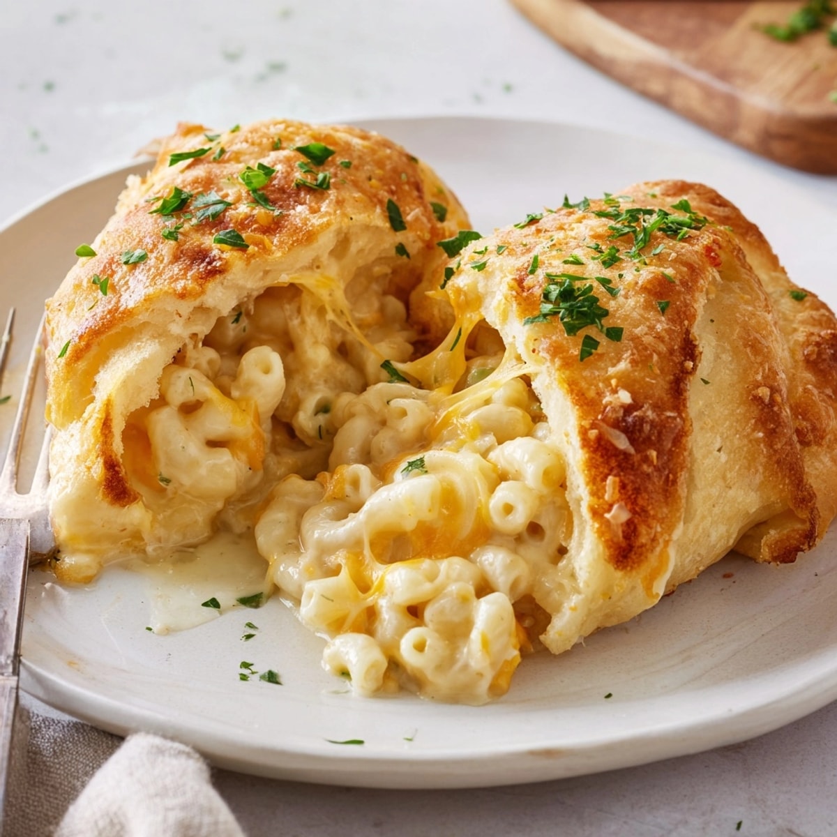 Buttery, baked Mac and Cheese Stuffed Crescent Rings, a kid-friendly comfort food feast.