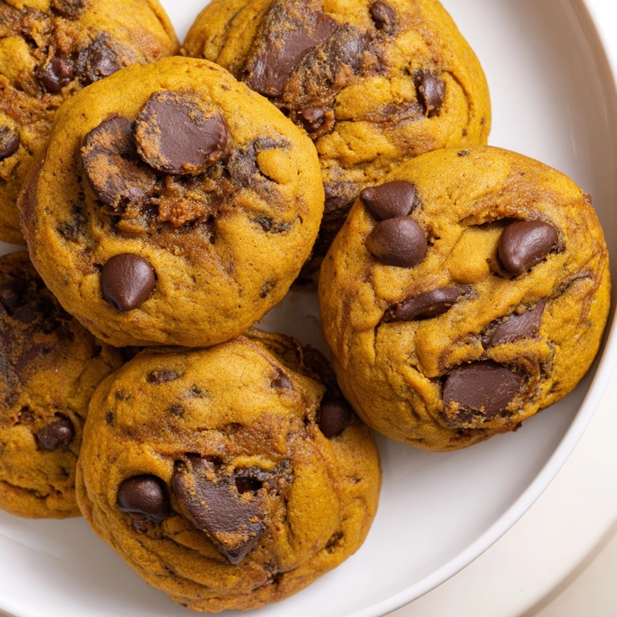 Golden Pumpkin Chocolate Chip Cookies on a wire rack, cooling, releasing spiced, nutty aromas.