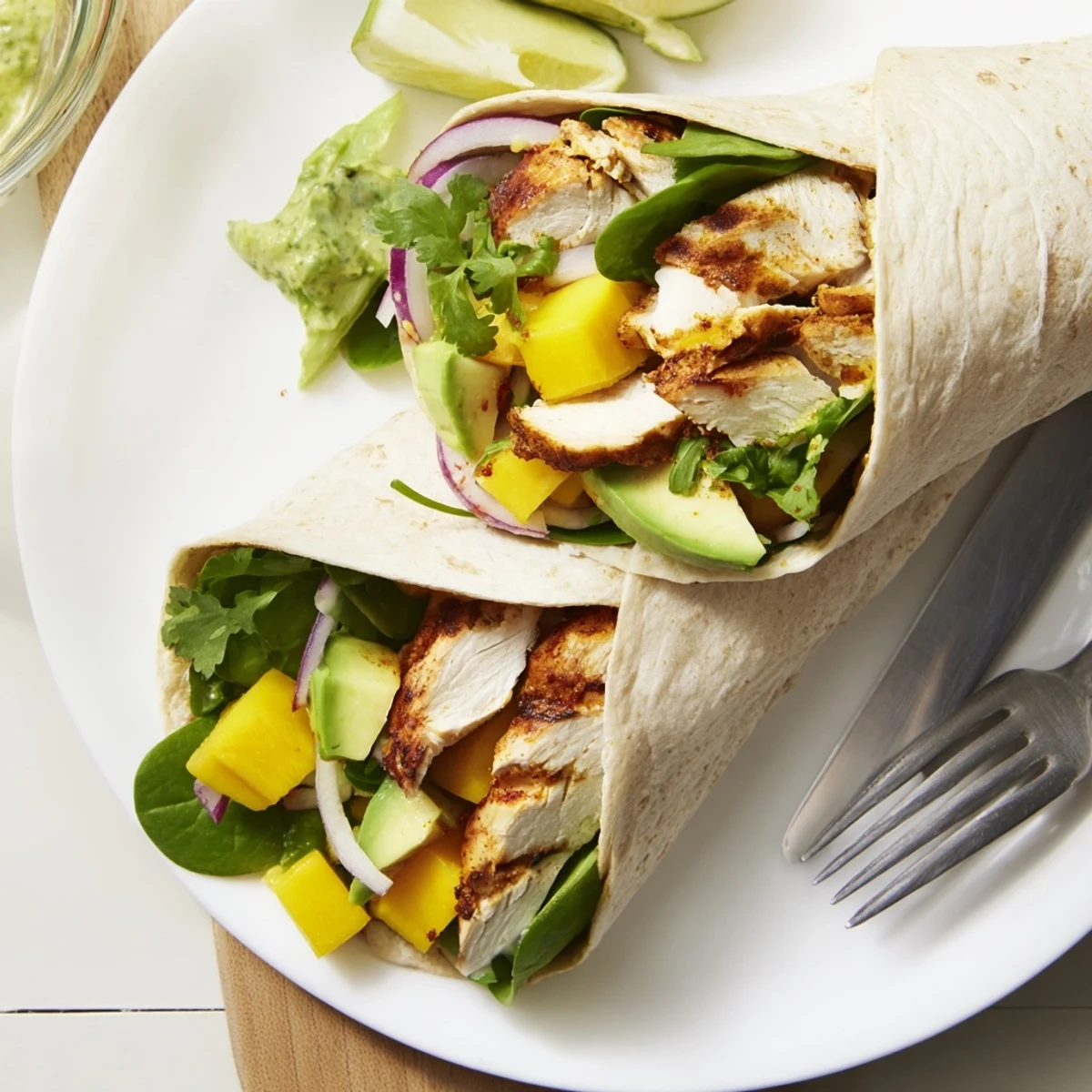 Mango Avocado Chicken Wraps