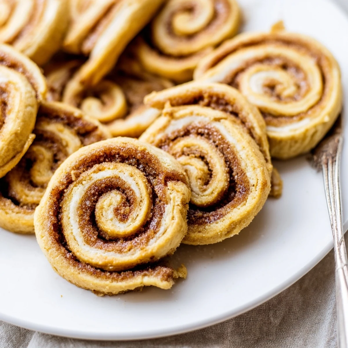 Irresistibly chewy Peanut Butter Cinnamon Roll Cookies ready to serve with a glass of milk.