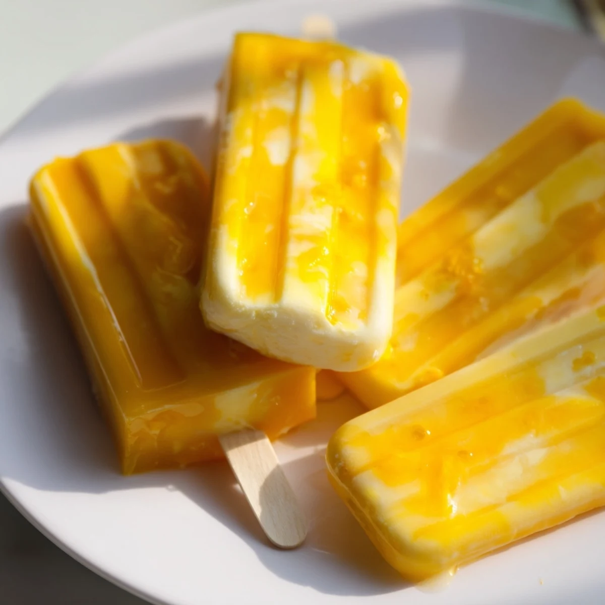 Deliciously vibrant breakfast pops featuring mango and banana, perfect for hot summer days.