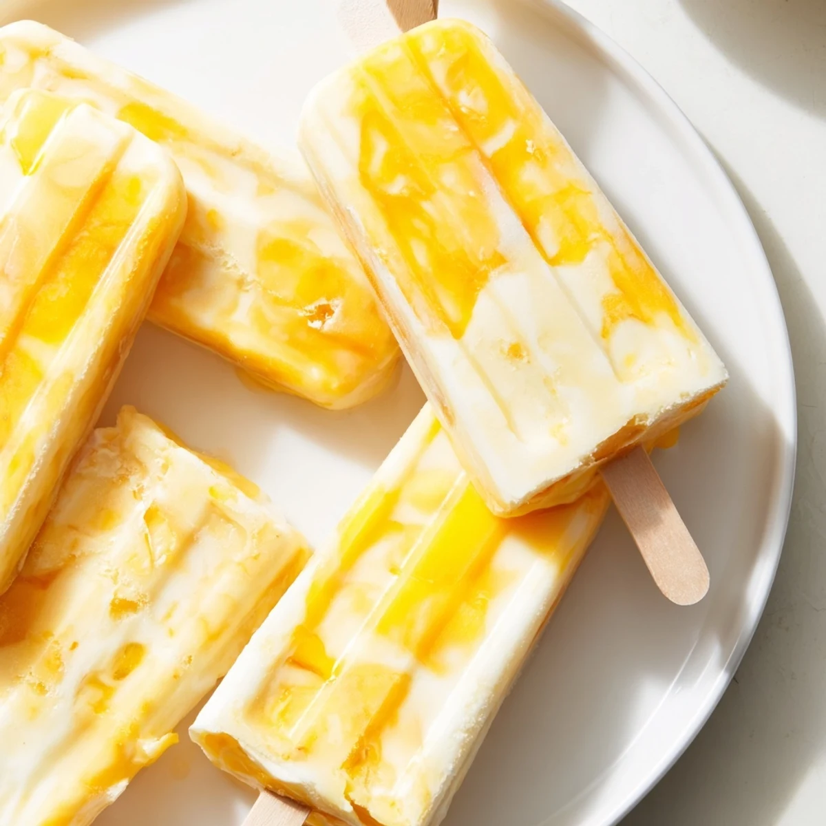 Colorful Mango Yogurt Banana Breakfast Pops showcasing bright fruit flavors in frozen pops.  