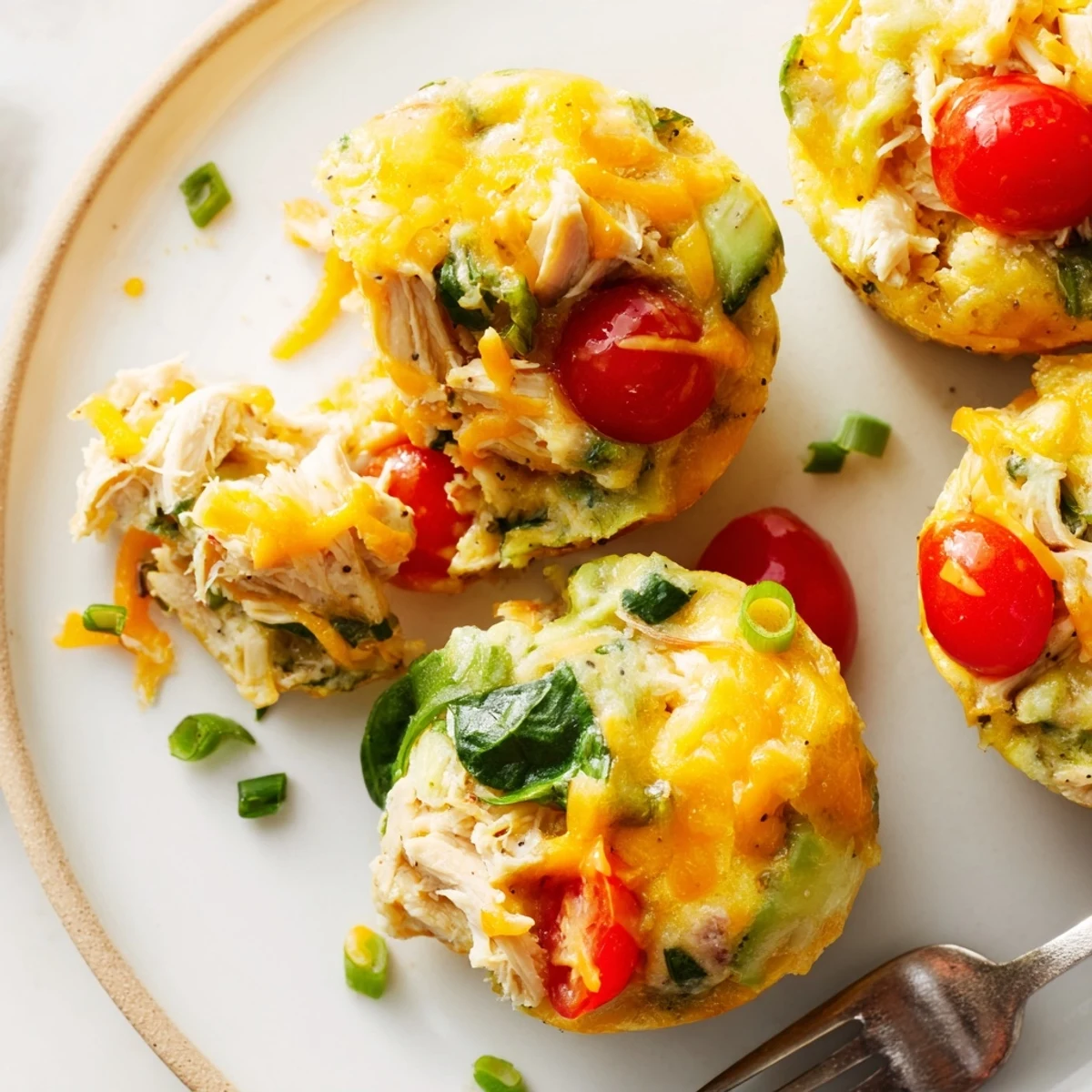 Deliciously fluffy Avocado Ranch Chicken Egg Cups, perfect for a protein-rich breakfast.