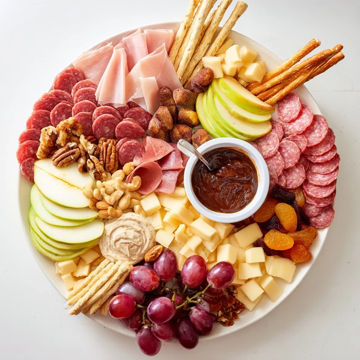 Indulge in a savory charcuterie board paired with creamy gingerbread dip delight.  