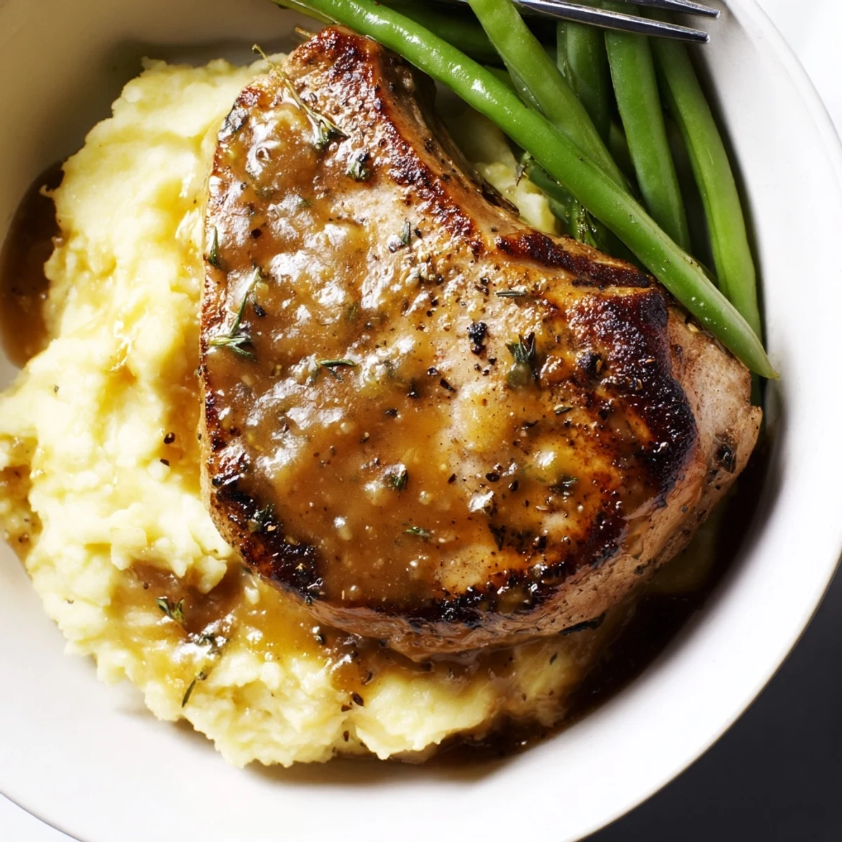 Pork Chops Cheddar Mash Bowl