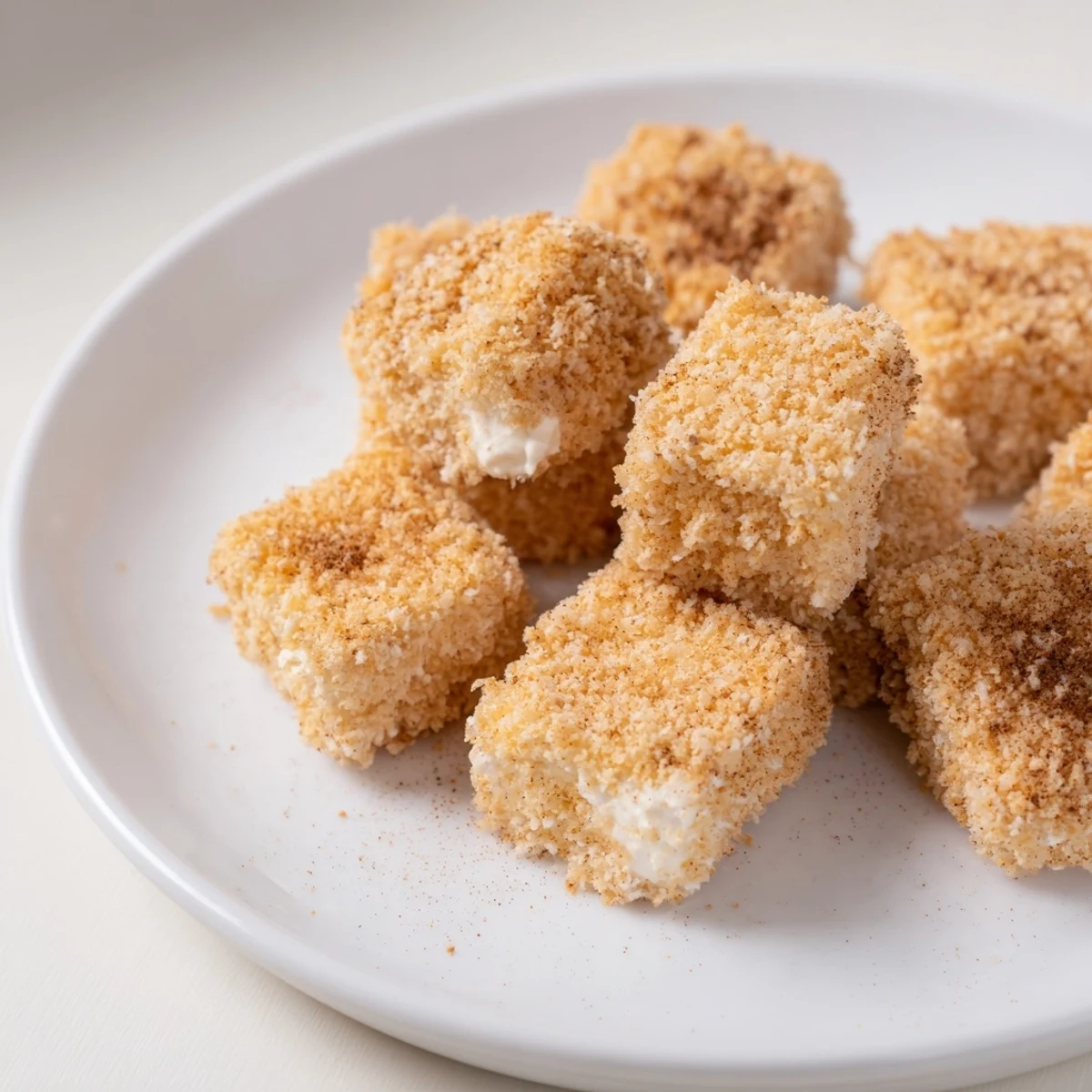 Perfectly cooked crispy tofu nuggets with a warm holiday spice dip, ready for a delicious vegan snack.