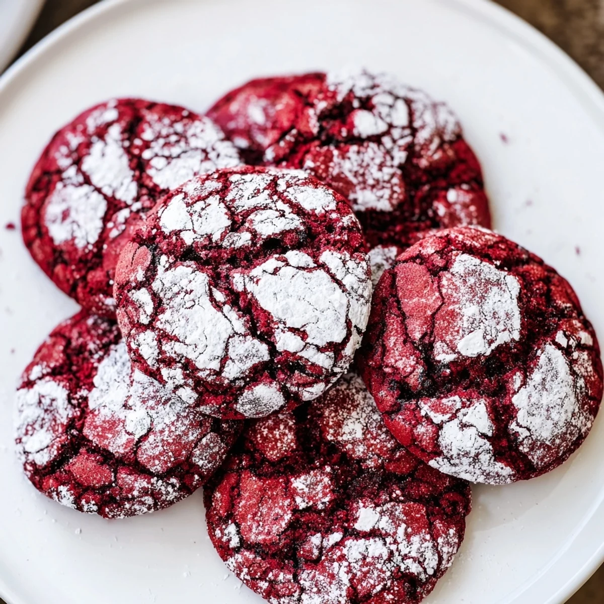 Picture perfect: warm, gooey Red Velvet Chocolate Crinkle Cookies fresh from the oven, a holiday treat.
