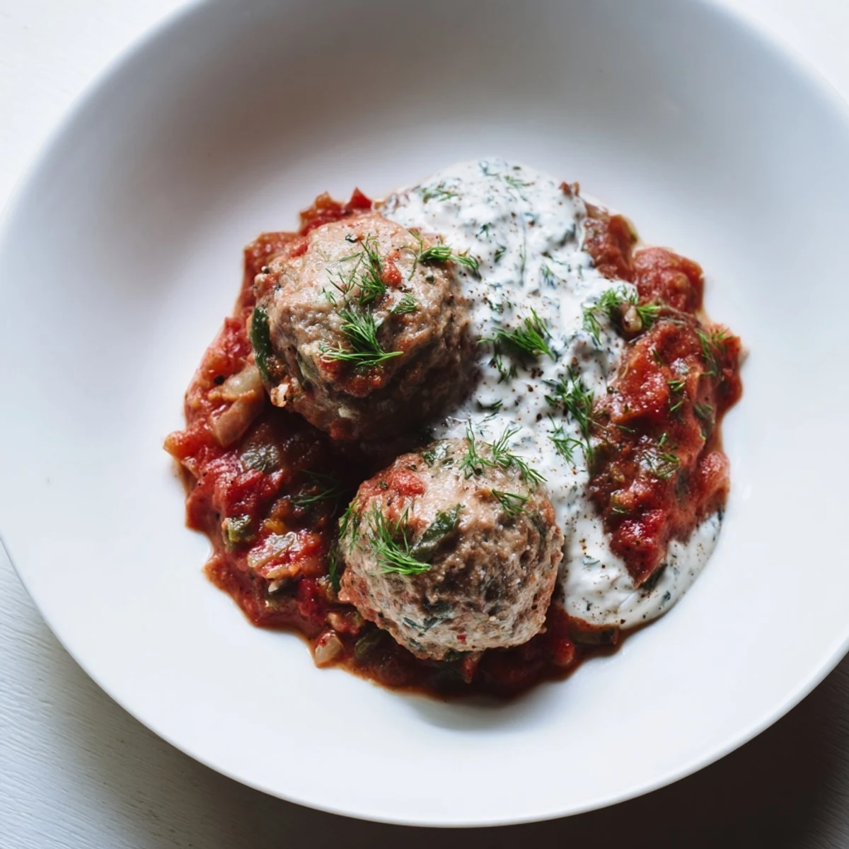 Juicy Instant Pot Greek Meatballs, served with a bright lemon-feta, perfect for a weeknight dinner.