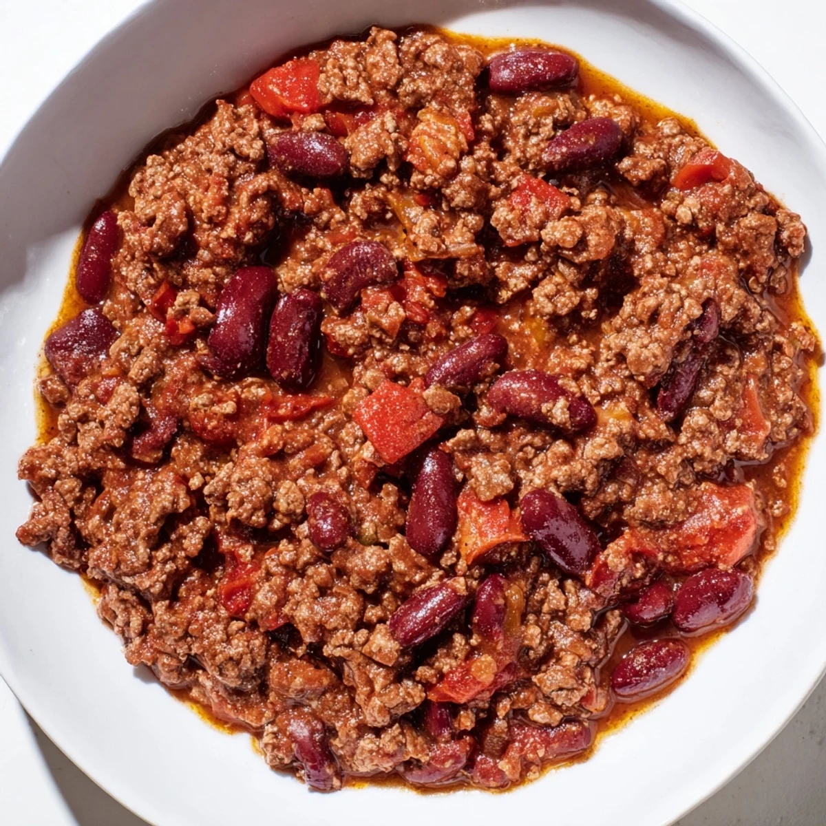 Steaming bowl of The Secret 4-Ingredient Slow Cooker Chili Dump, a savory and hearty family favorite.