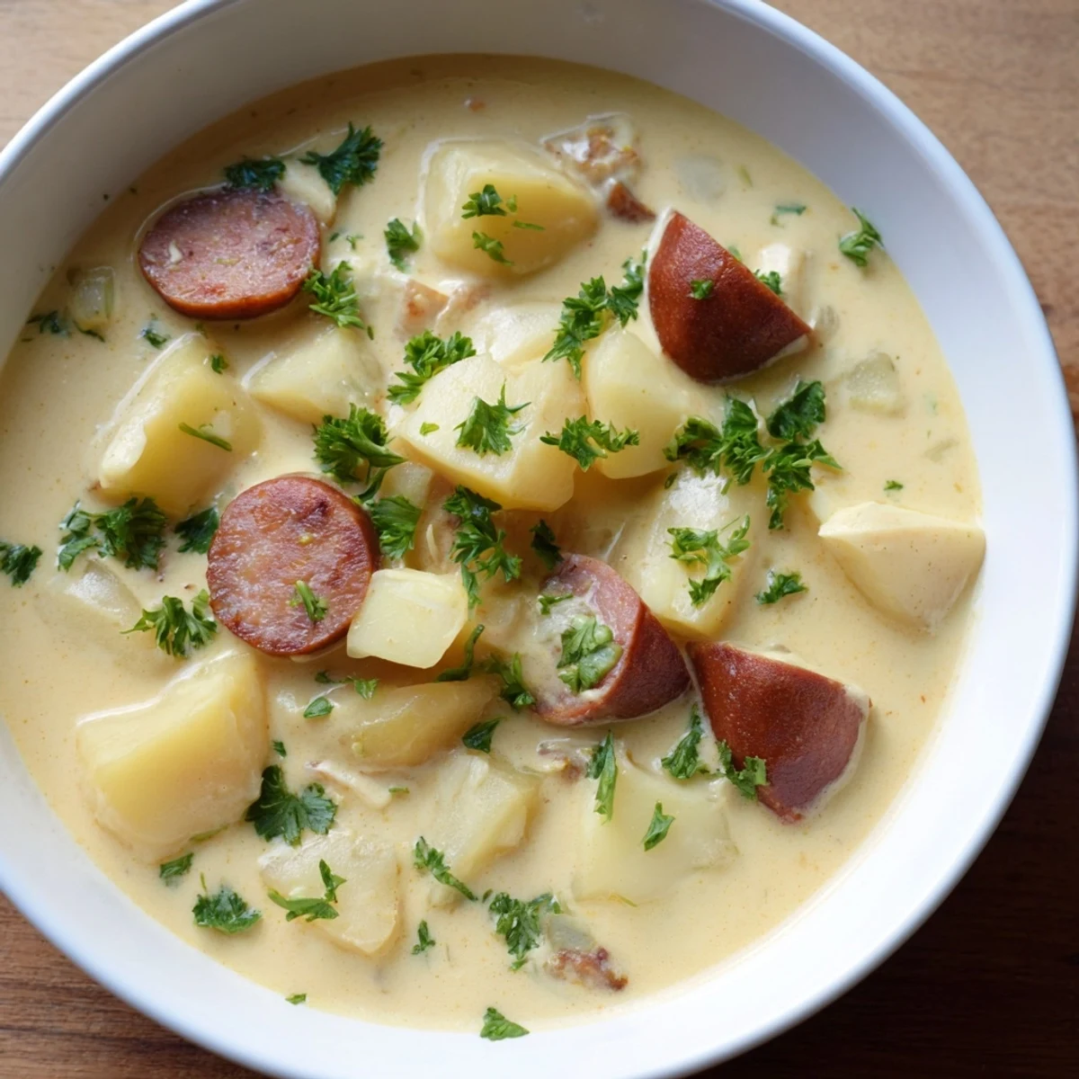Creamy chorizo potato soup: A steaming bowl of flavorful soup with chunks of potato and spicy chorizo.