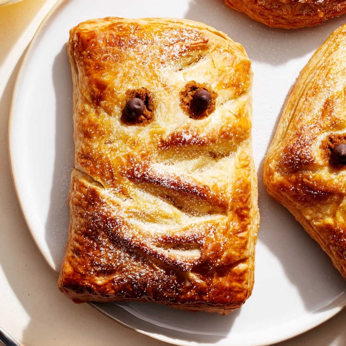 Imagine the flaky layers of the homemade Sleeping Gingerbread Puff Pastry Pockets, dusted with powdered sugar.