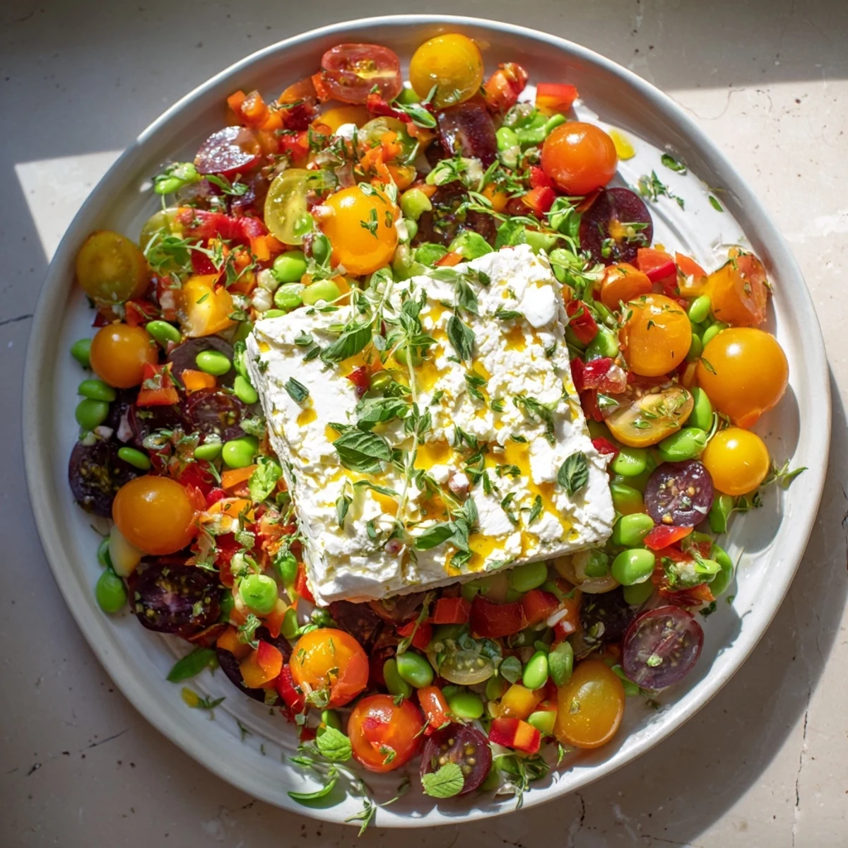 One-Pan Baked Feta Christmas Pasta, a colorful medley starring creamy feta, pasta, and tomatoes.