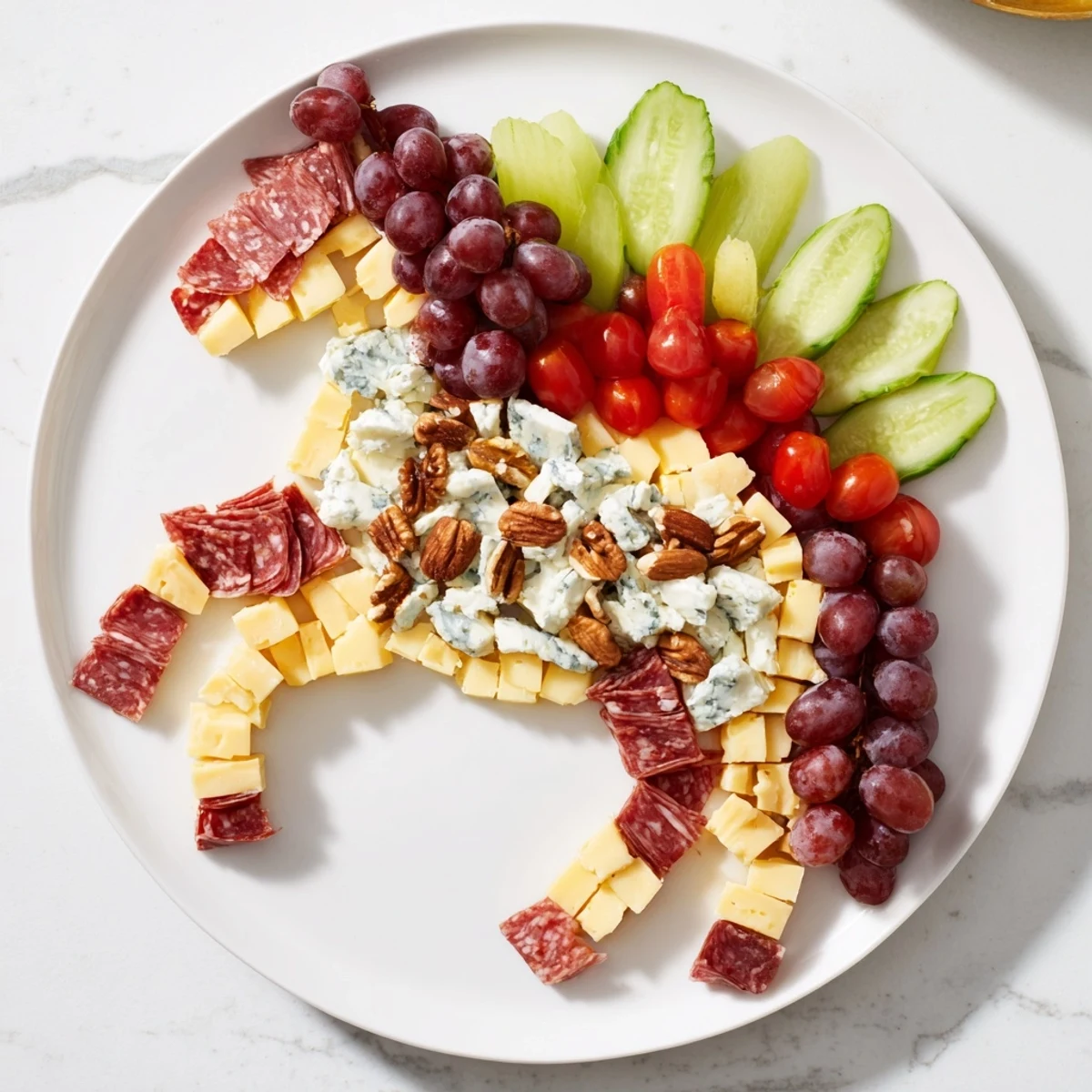 Imagine a stunning horse-shaped grazing board: a delightful mix of textures and flavors ready to be enjoyed.