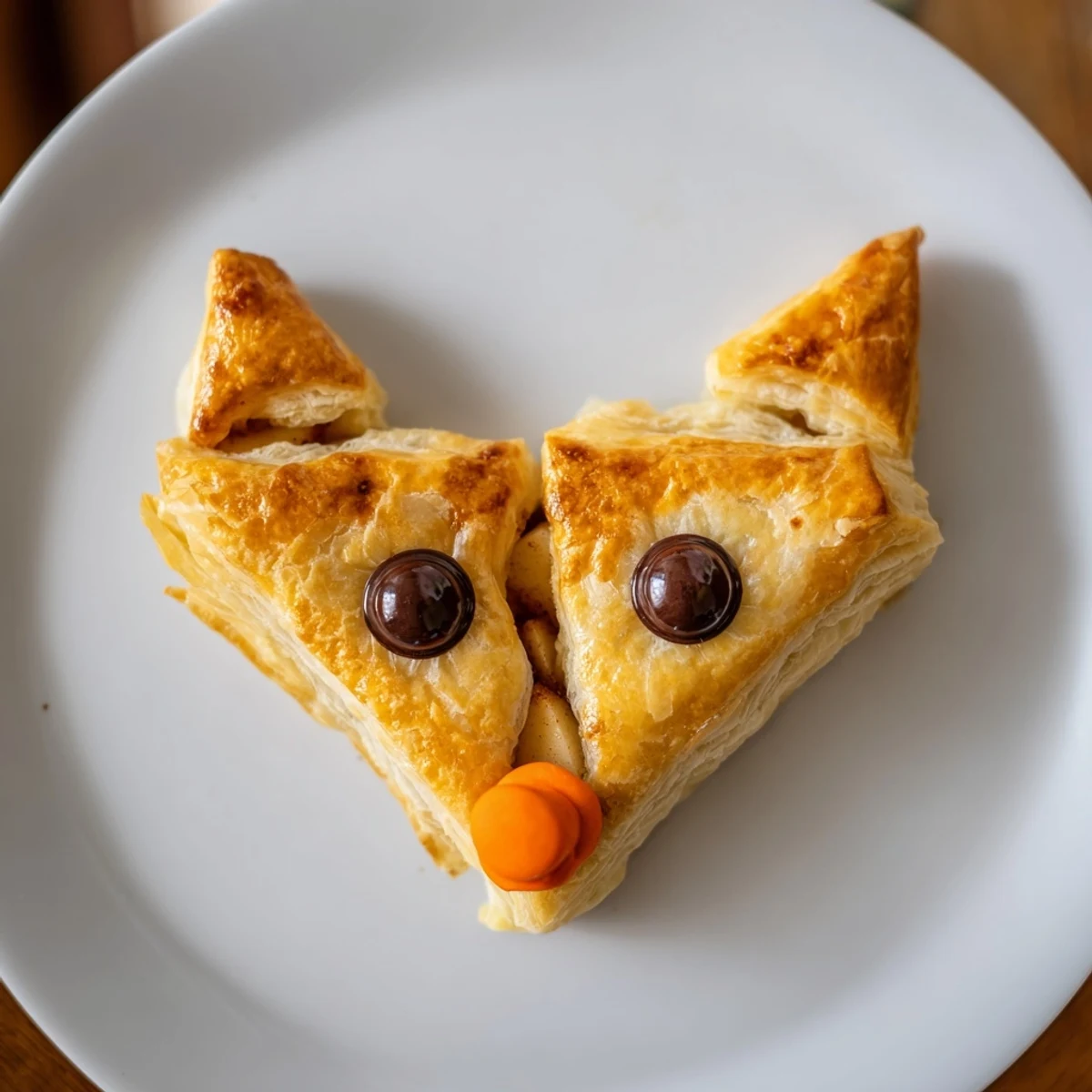 Tender, flaky pastry showing sweet, cinnamon-infused filling, shaped into cheerful Autumn Harvest Fox-Shaped Bites.