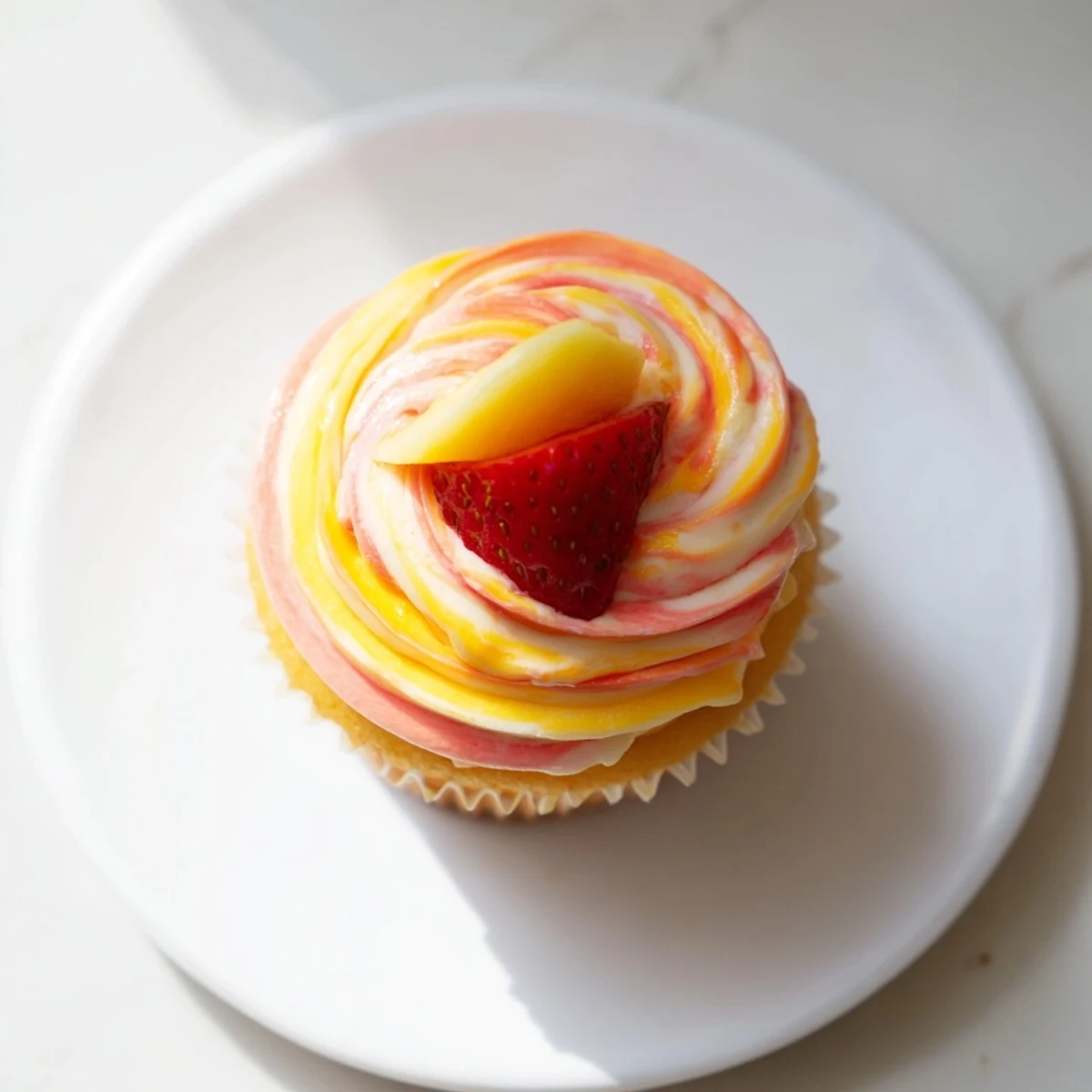 Mango Strawberry Sunset Cupcakes