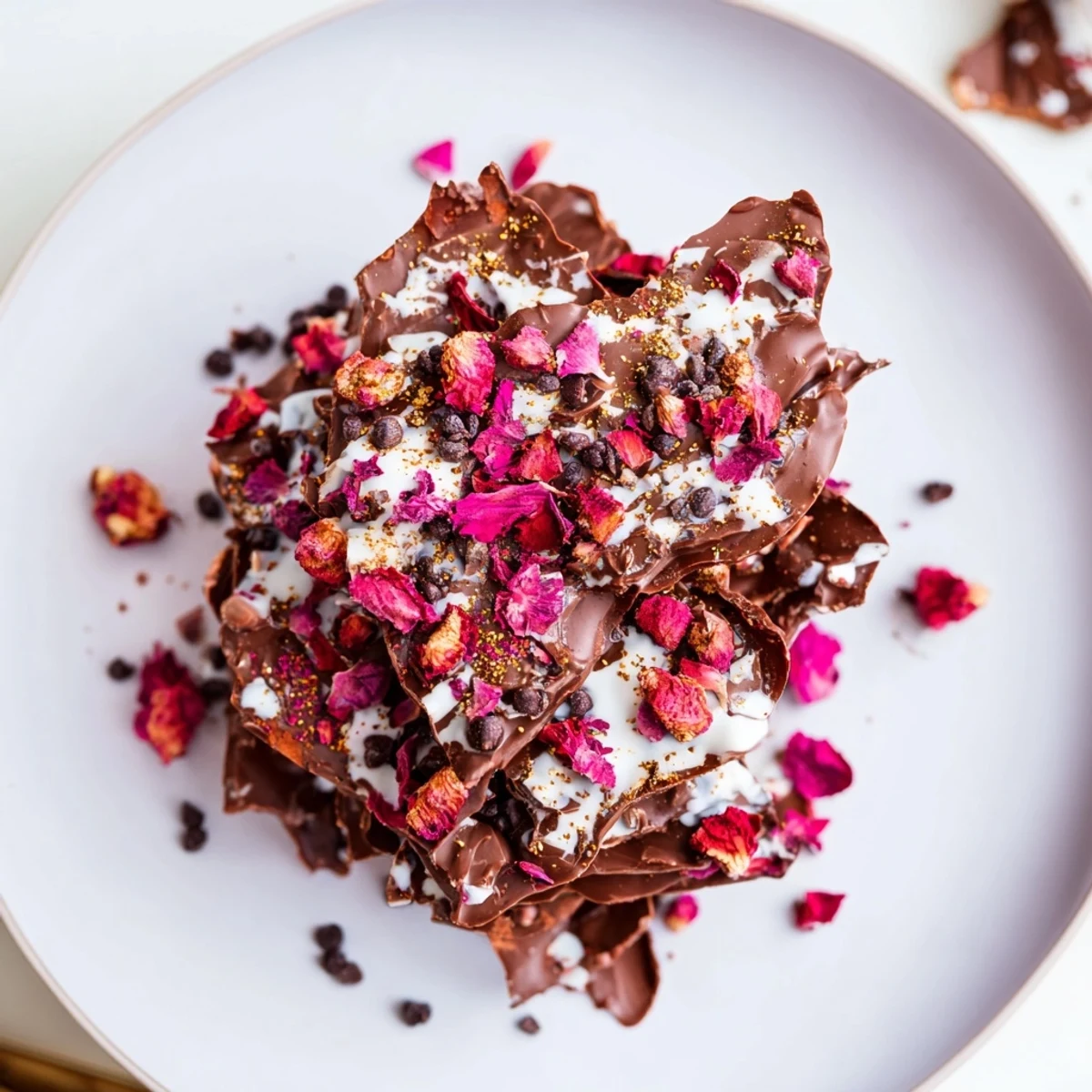 Crisp, layered dark and white chocolate peppermint bark, generously sprinkled with crushed peppermint.