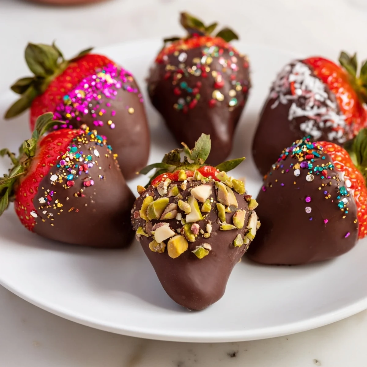 Fresh, vibrant dark chocolate covered strawberry dips offer a decadent and delicious treat.