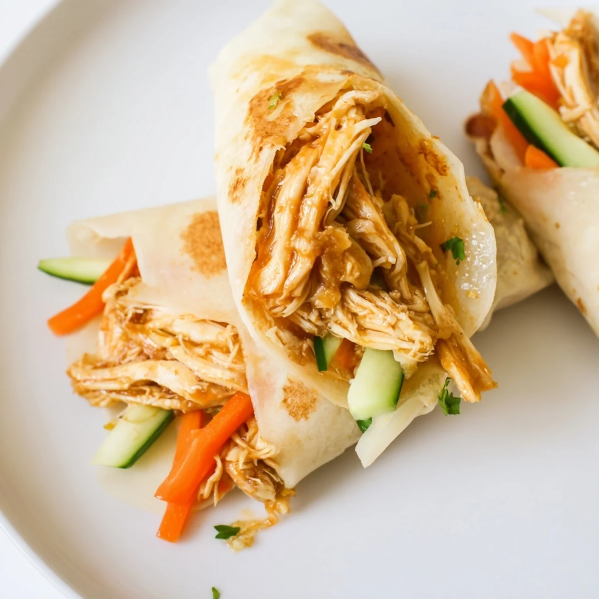 Garlicky Pulled Chicken Wraps