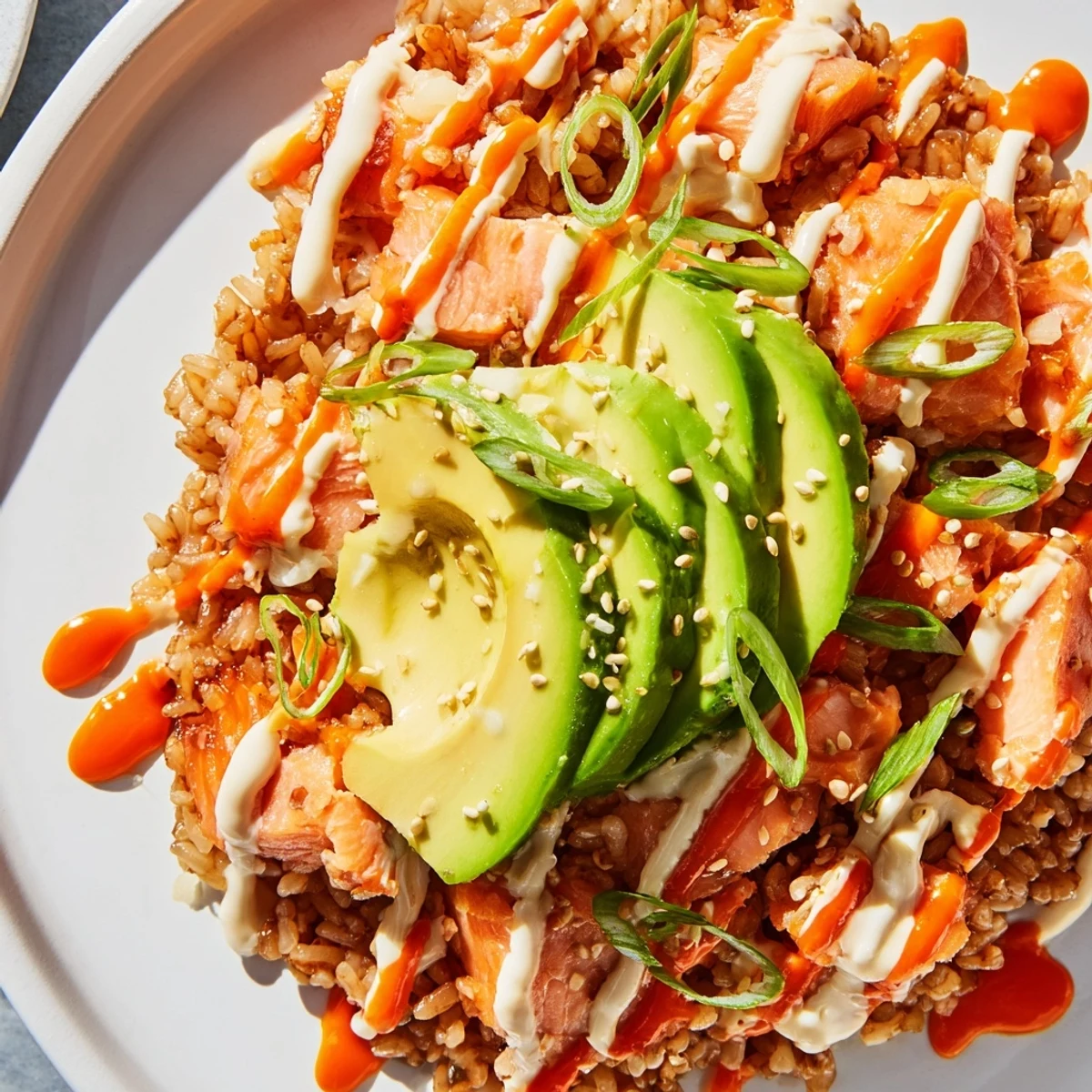 Enjoy the colorful presentation of this easy Emily Mariko Salmon Rice Bowl, perfect for a quick lunch.