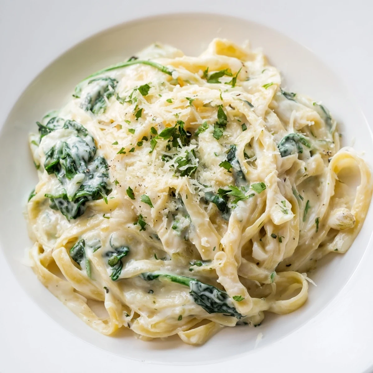Imagine the creamy texture of this Creamy Garlic Spinach Pasta, a satisfying Italian vegetarian delight.