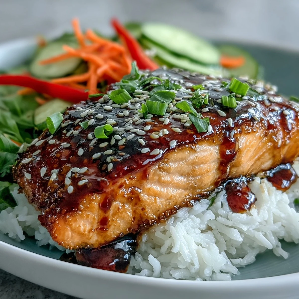Flaky Asian-Inspired Salmon Bowl, perfect weeknight meal with ginger-soy glaze.