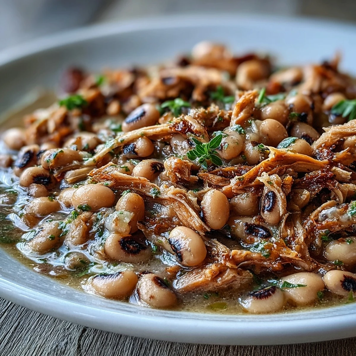 Crock-Pot Black-Eyed Peas with Smoked Turkey slow-cooked to tender, creamy perfection in a rustic slow cooker.