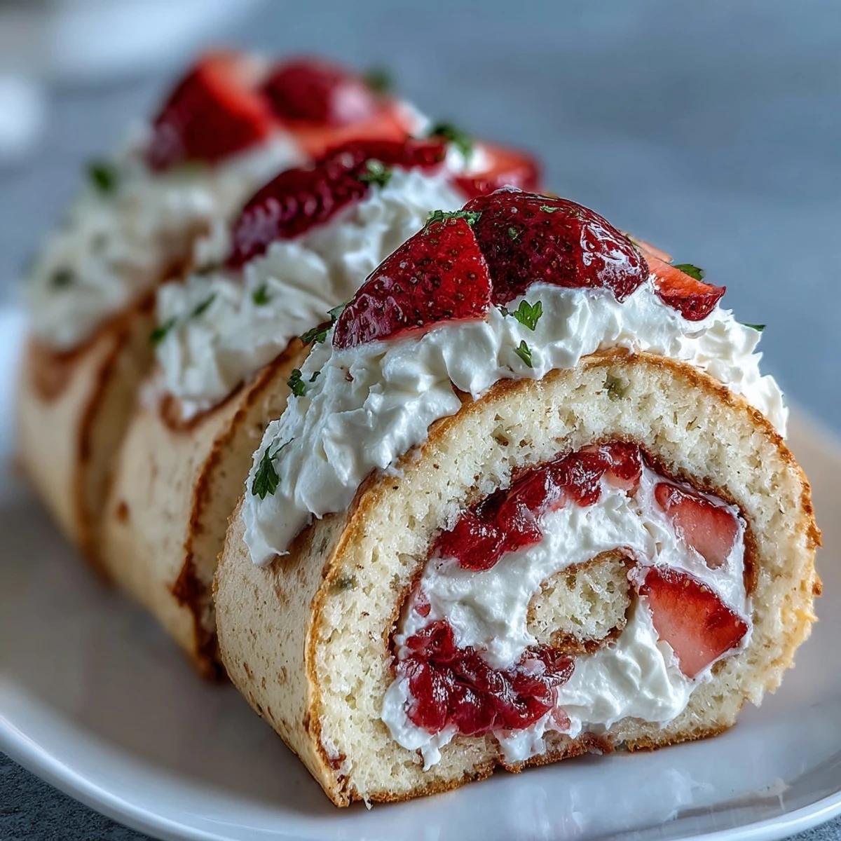 Thin crepes wrap airy sponge cake and fresh berries in this Strawberry Shortcake Sushi Roll, drizzled with white chocolate.