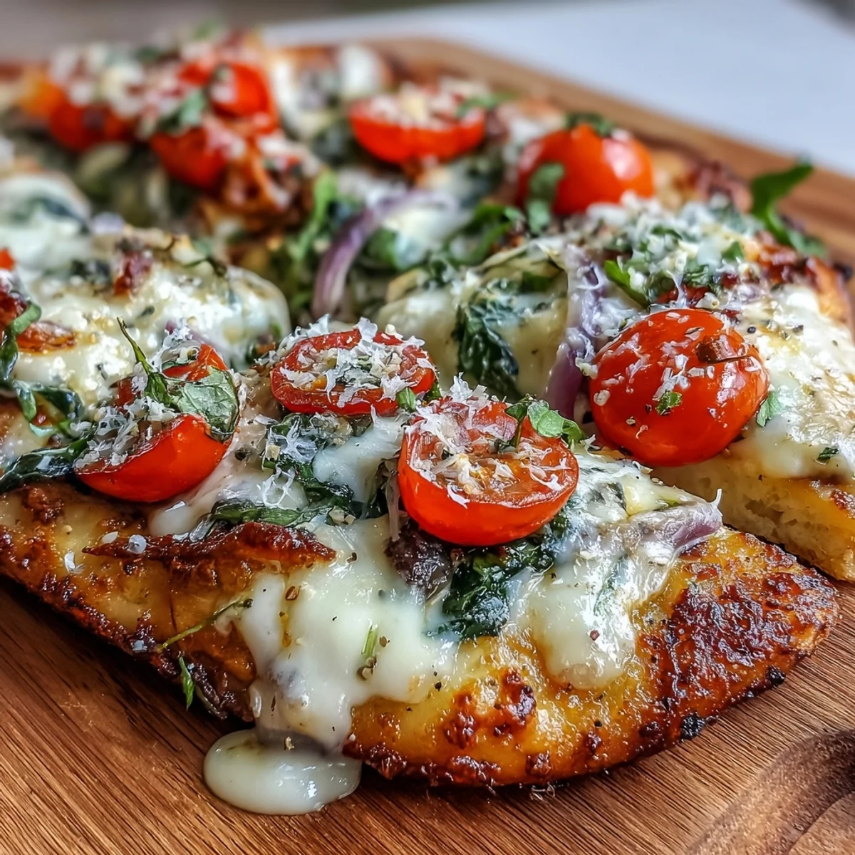 Frothy garlic butter brushed over golden naan bread before baking Crispy Garlic Parmesan Naan Pizza.