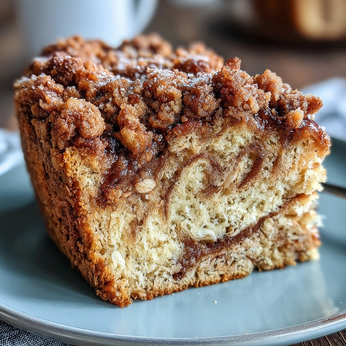 High-Protein Cinnamon Swirl Coffee Cake Oats in a baking dish.