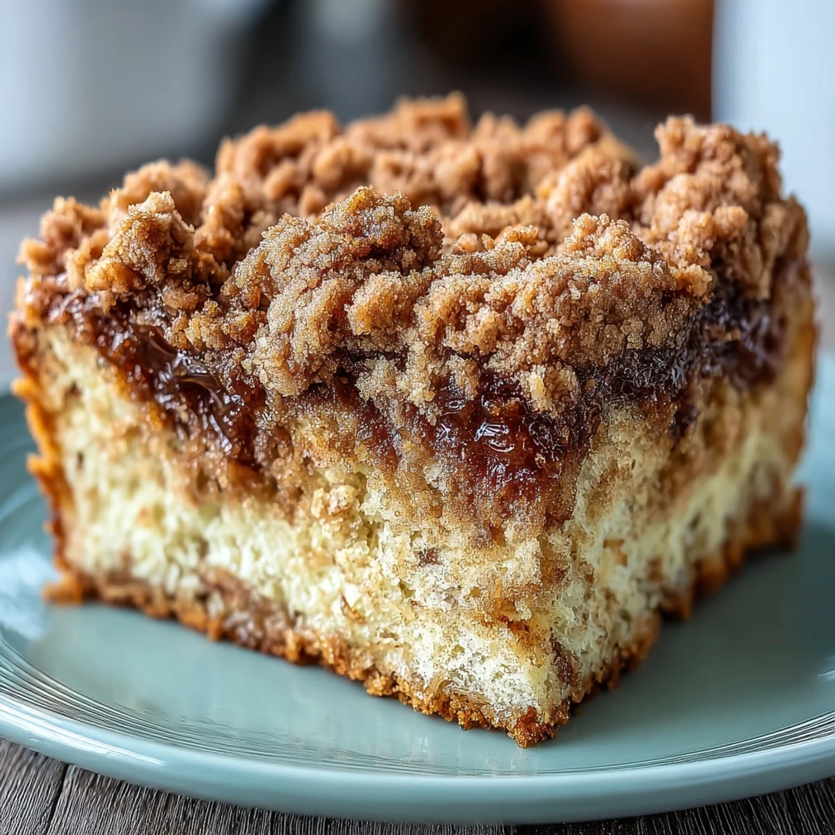 Freshly baked Cardamom Coffee Cake with a crunchy brown sugar-cardamom streusel topping, cooling on a wire rack.
