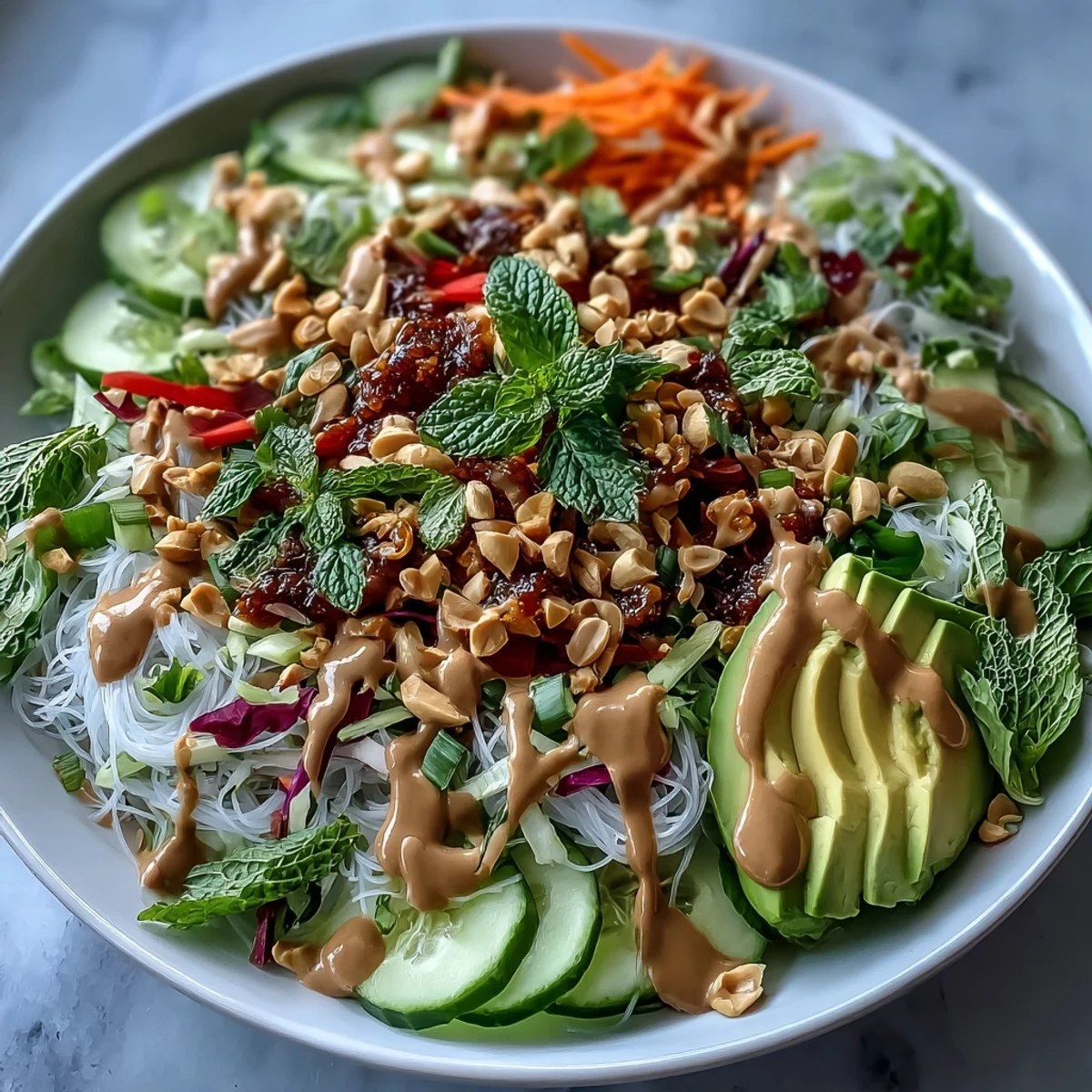 Vegan Spring Roll Salad Peanut Dressing #1420