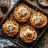 Four cheese stuffed shells on a tray.
