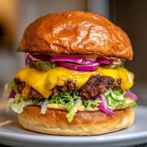 A close up of a hamburger with lettuce, tomato, and onion.