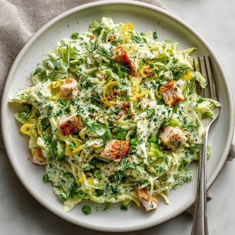 A green goddess salad on a plate.