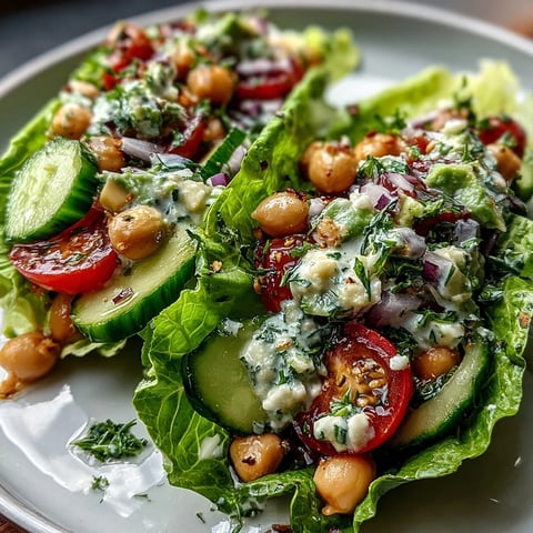 Fresh Spring Clean Avocado Chickpea Salad Wraps stuffed with creamy avocado and chickpea salad into crisp lettuce shells.