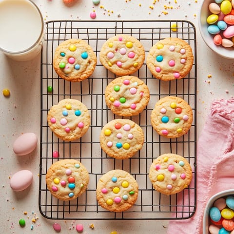 A tray of cookies with sprinkles on it.