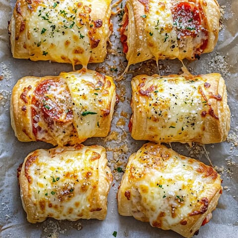 Four cheese and pepperoni calzones on a tray.
