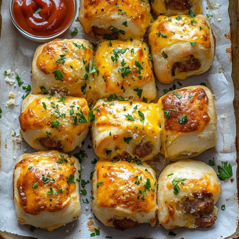 A tray of meat and cheese filled pastries.