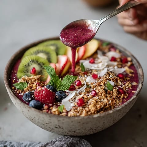 A spoon is in a bowl of fruit.