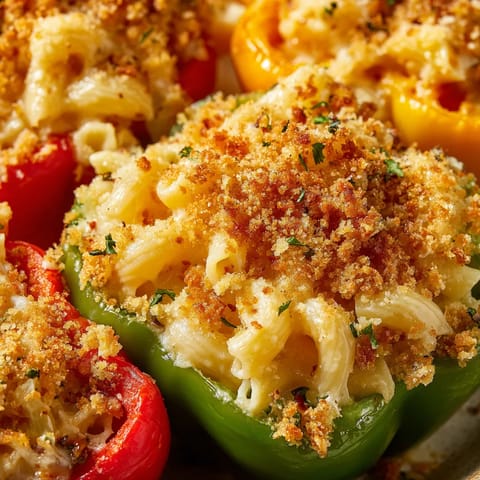 A plate of food with a pepper and a piece of pasta.