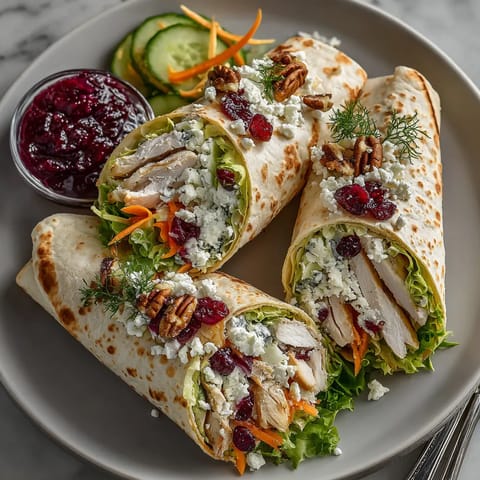 A plate of food with a wrap and a sauce.