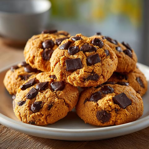A plate of chocolate chip cookies.