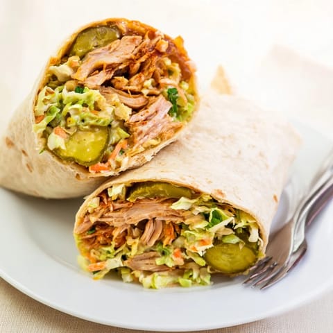 BBQ Chicken Pickle Slaw Wraps