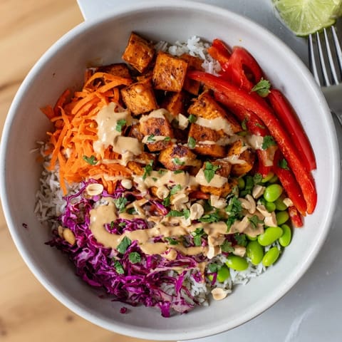 Thai Peanut Roasted Sweet Potato Bowl