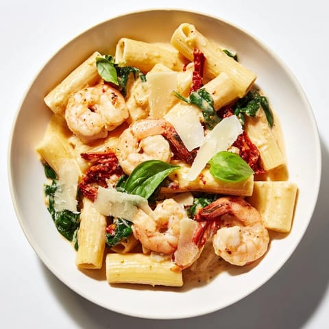 Creamy One-Pot Marry Me Shrimp Pasta, featuring tender shrimp and penne in a flavorful, easy meal.