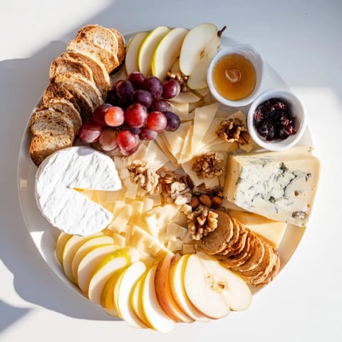 This cheese platter Cœur Passion is abundant with creamy cheeses, berries, and nuts ready to be devoured.