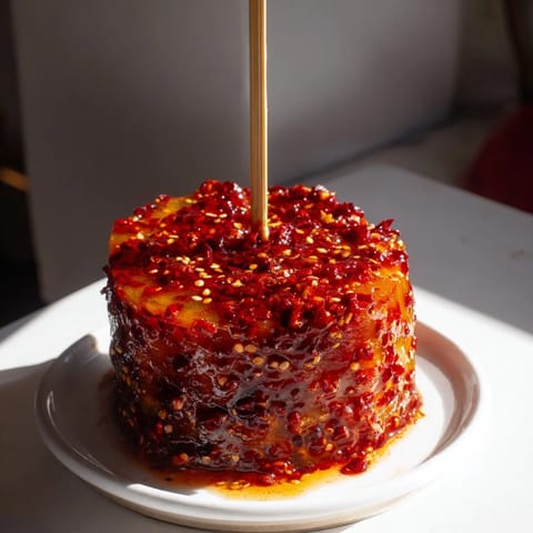 Crisp dill pickles transformed into Chamoy-Tajín pickle sticks, creating a sweet and spicy treat.