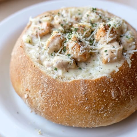 Chicken Alfredo Bread Bowl